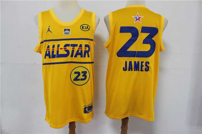 Men Los Angeles Lakers 23 James Yellow NBA 2020-2021 All Star Jersey